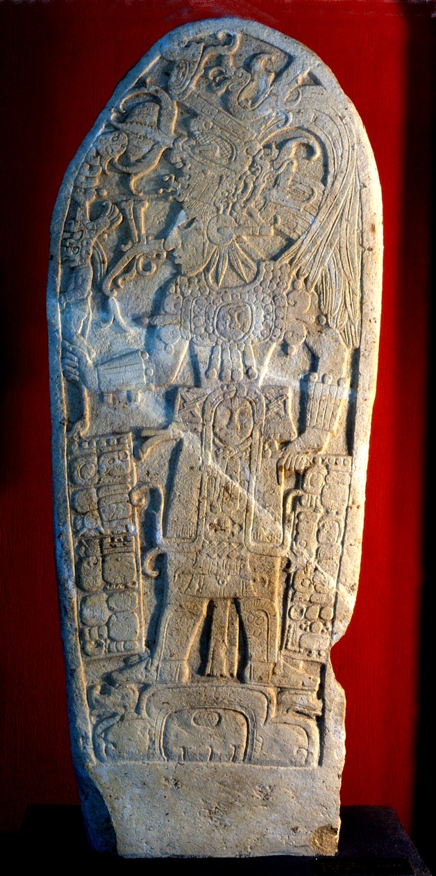 Stela 4 z Machaquily, Peten, Guatemala, období pozdní klasiky, 6. května 820 našeho letopočtu (kámen) od Hippolyte Lalaise Devéria