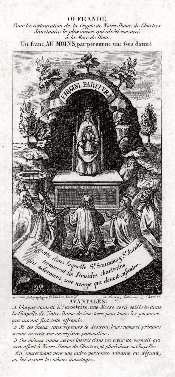 Panna Maria uctívaná Druidy. cca 1850 (rytina) od . .