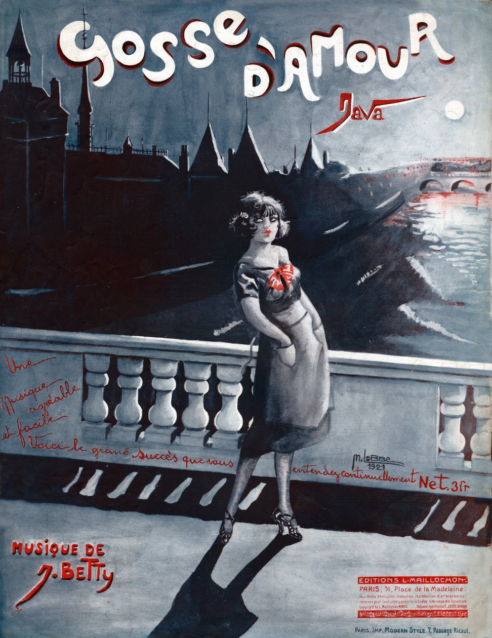 Žena na Pont au Change v Paříži, za ní Seina a Conciergerie. 1921 (ilustrace) od . .