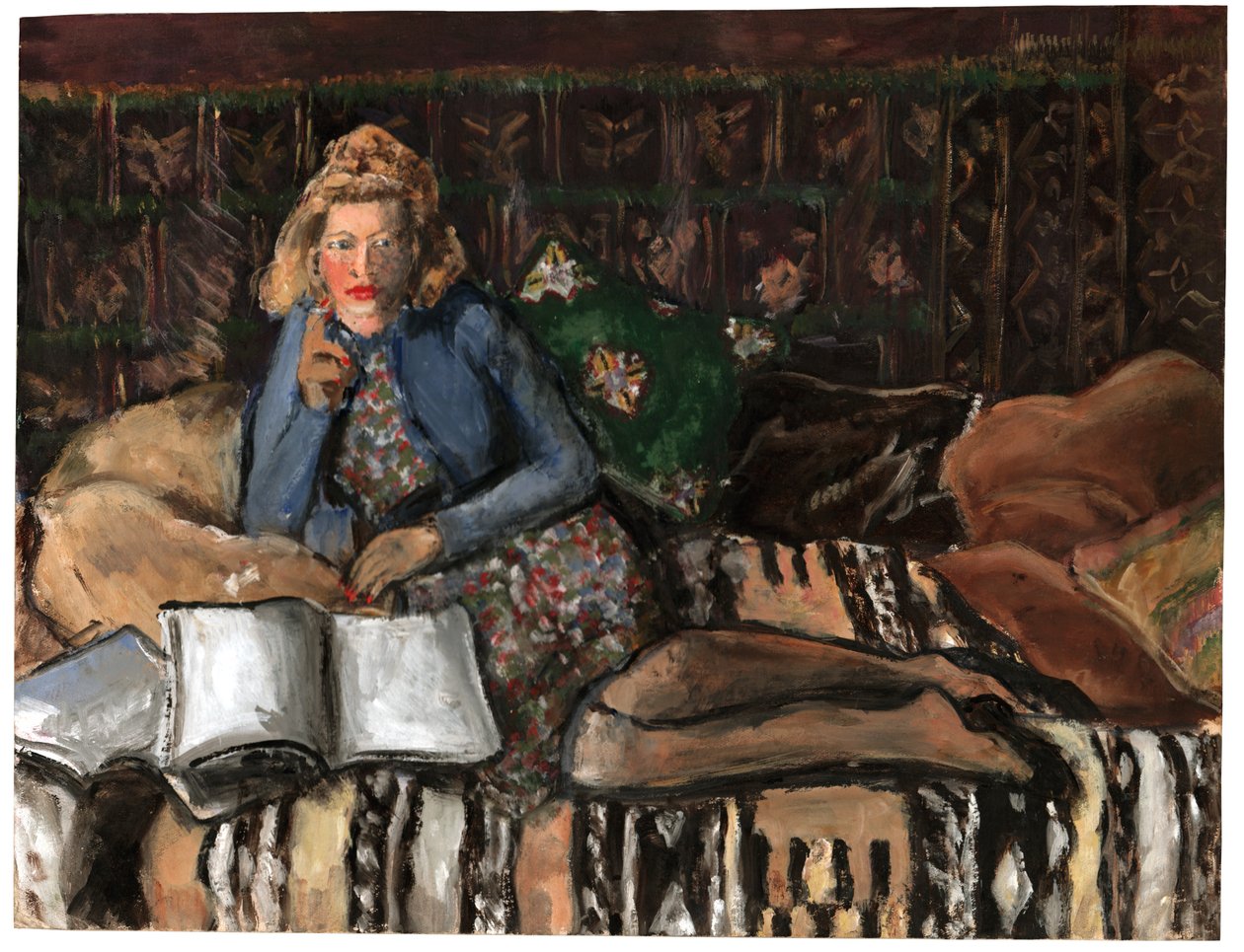 Žena čtení, asi 1940-1950 od . .