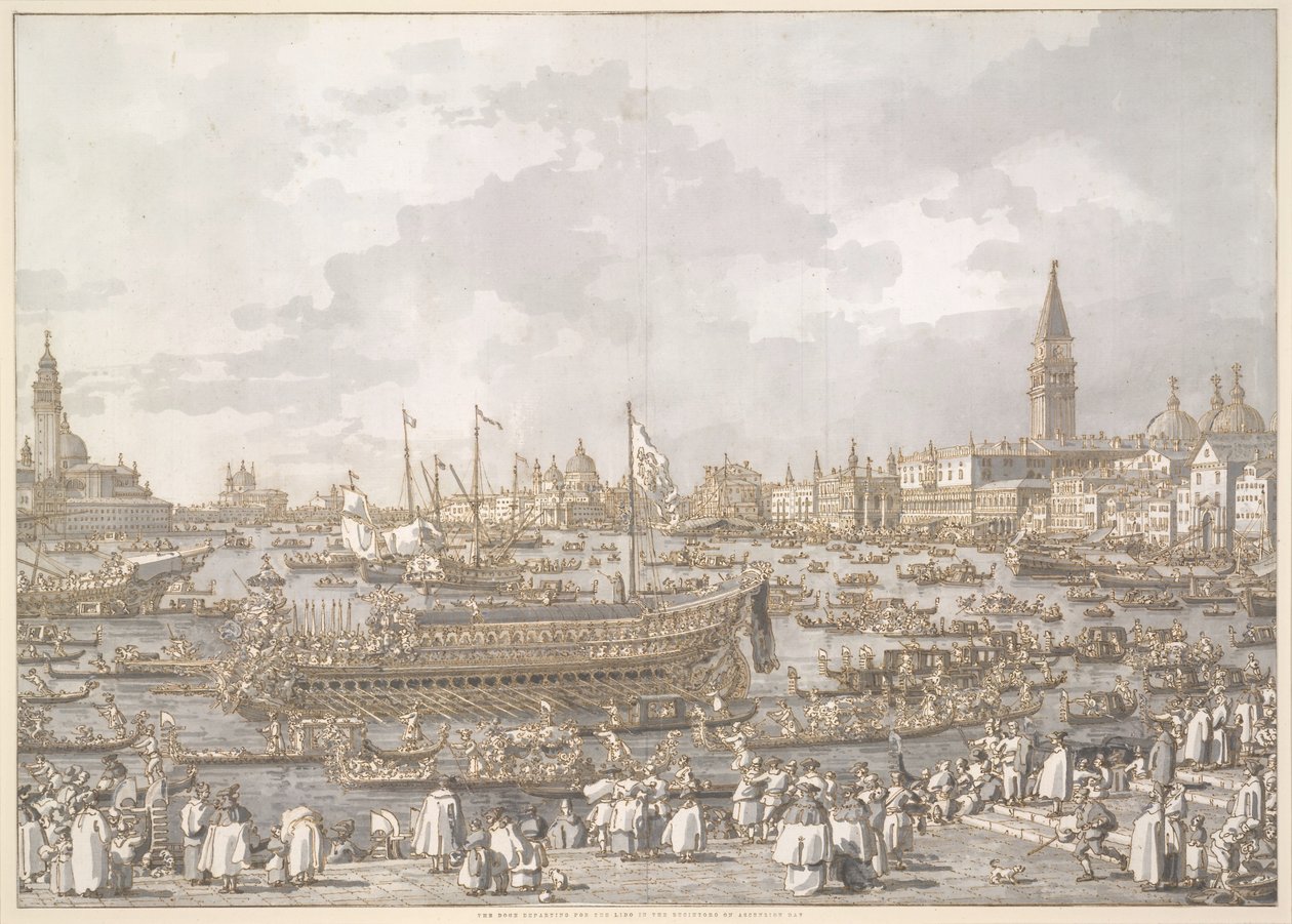Benátský dóže odjíždí na Lido od Canaletto