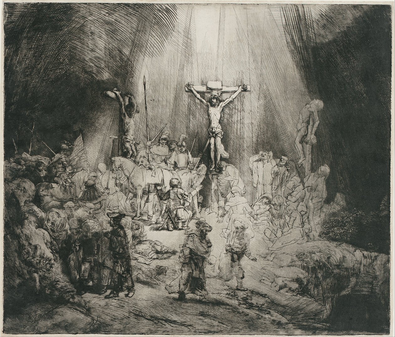 Kristus ukřižovaný mezi dvěma zloději (Tři kříže) od Rembrandt van Rijn