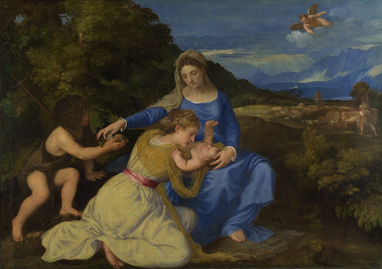 Panna a dítě s kojencem svatým Janem a ženskou svatou nebo dárkyní (dále jen „Aldobrandini Madonna“) od Tiziano Vecelli