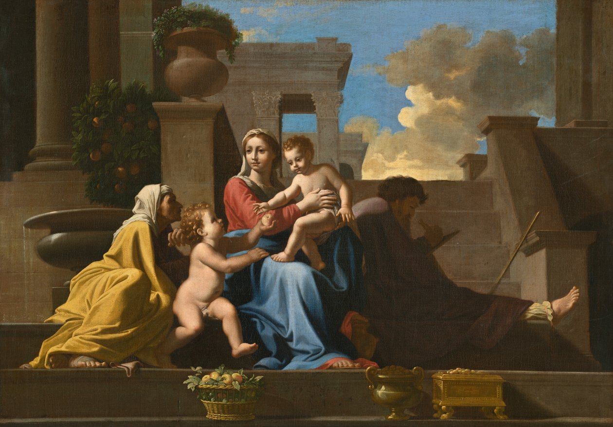 Svatá rodina na schodech od after Nicolas Poussin