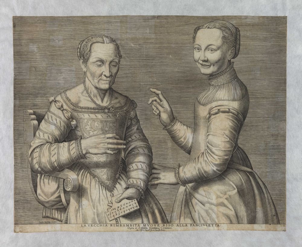 Stará žena a smějící se dívka od after Sofonisba Anguissola