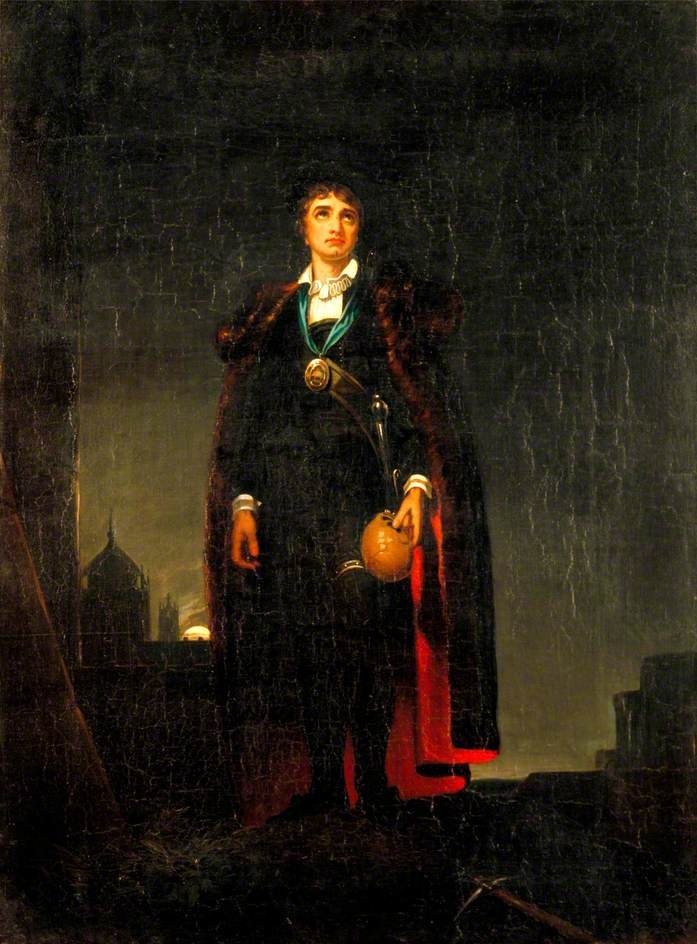 John Philip Kemble jako Hamlet v Hamletovi od Williama Shakespeara od after Thomas Lawrence