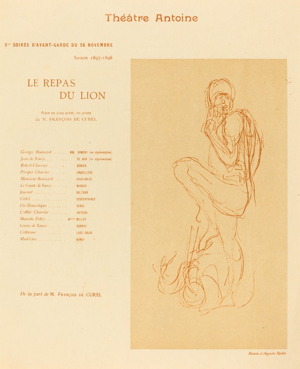 Lví pokrm od after Auguste Rodin