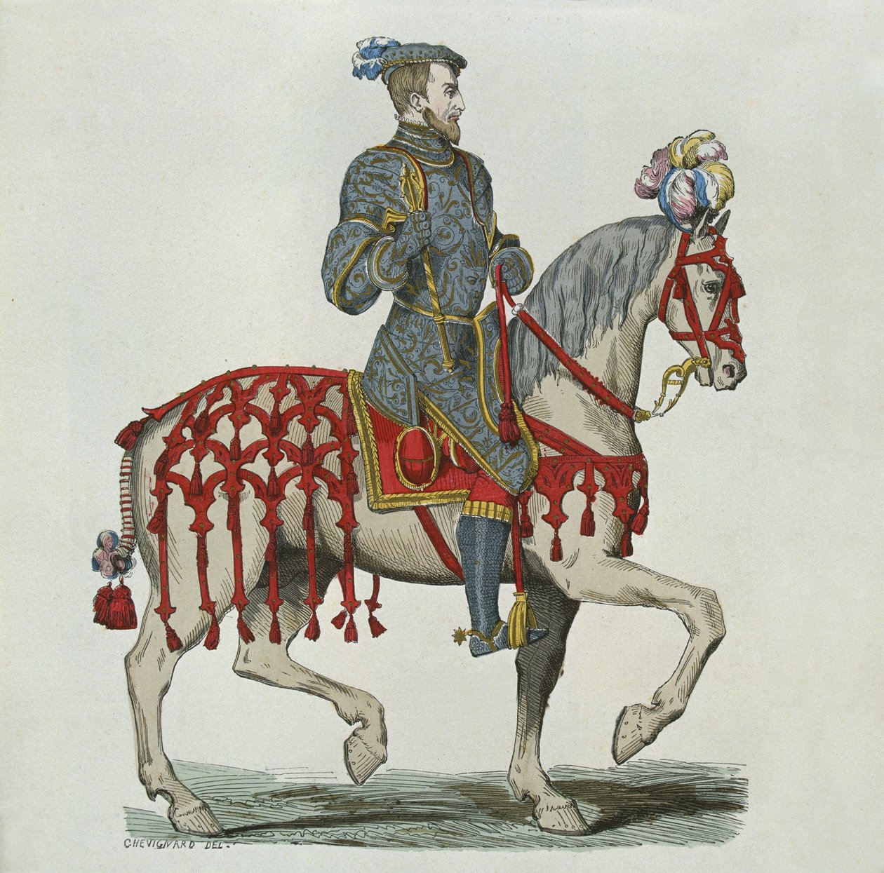 Henri II jako kapitán domácí kavalérie od after Chevignard