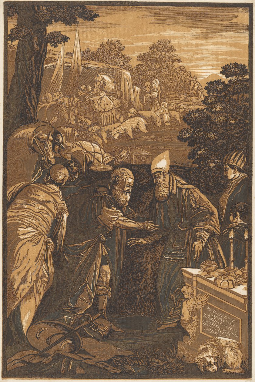Melchisedech žehná Abrahamovi od after Francesco Bassano II John Baptist Jackson