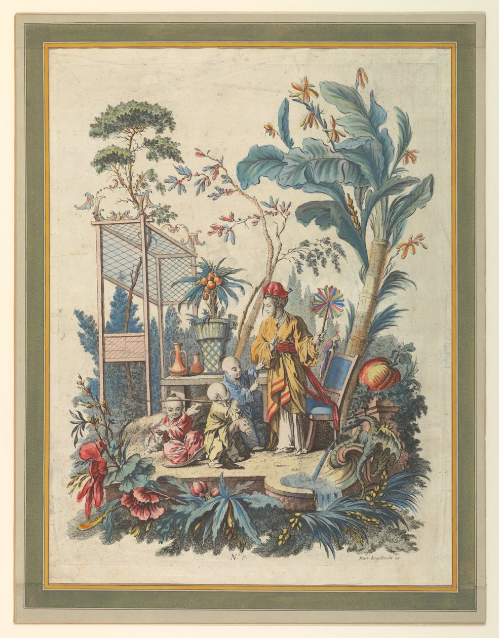 Deska 7 souboru scén čínského žánru od after Francois Boucher