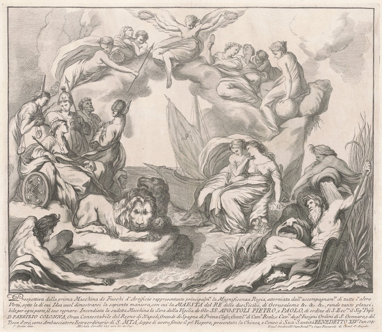 Prima Macchina pro Čínu z roku 1741: Alegorie královské velkoleposti od after François Hutin Miguel de Sorellò