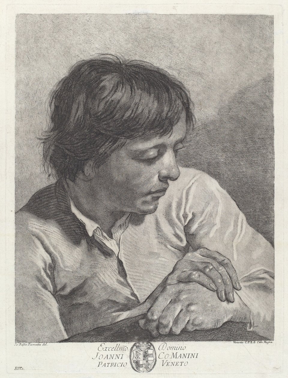 Mladý muž se zkříženýma rukama od after Giovanni Battista Piazzetta Pietro Scattaglia and Innocente Alessandri