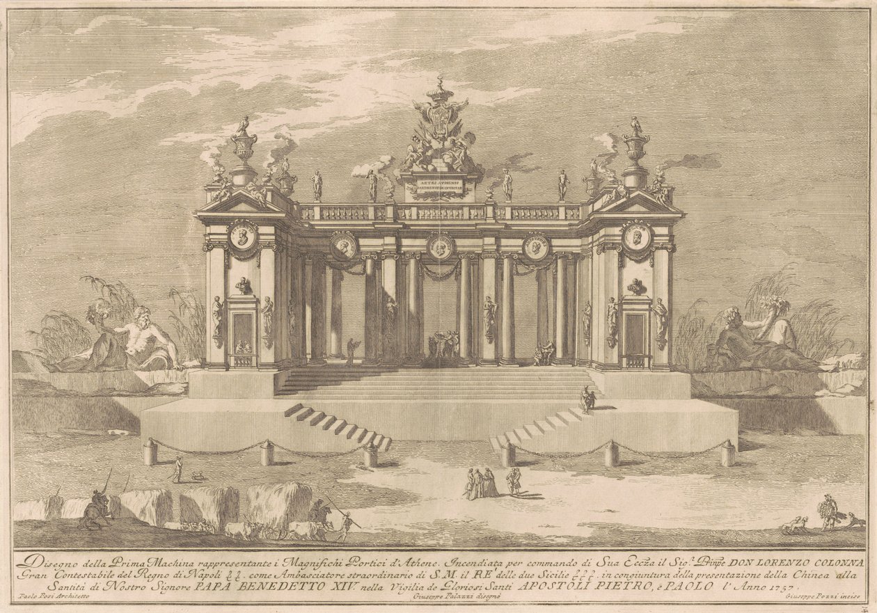 Prima Macchina pro Čínu z roku 1757: Kolonáda aténského lycea od after Giuseppe Palazzi Giuseppe Pozzi after Paolo Posi