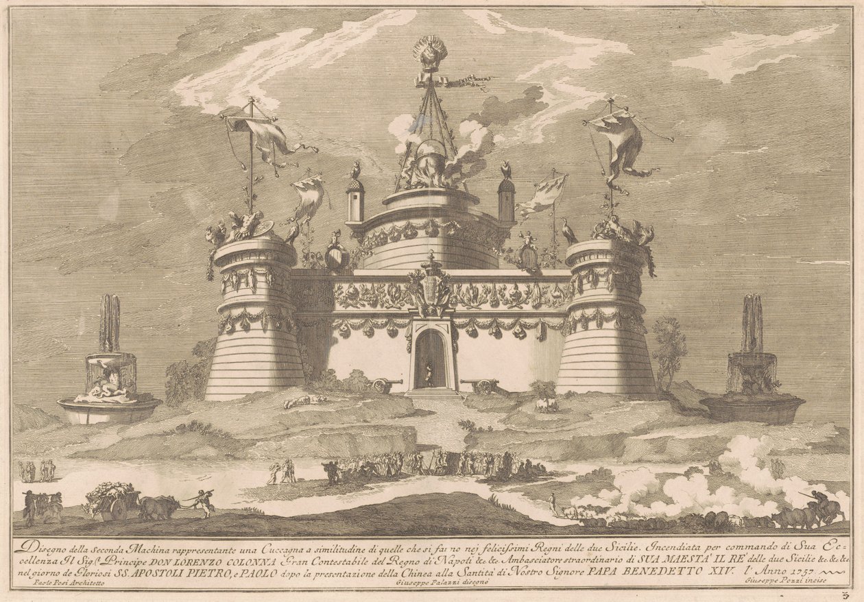 Seconda Macchina pro Čínu z roku 1757: Pevnost Cockaigne od after Giuseppe Palazzi Giuseppe Pozzi after Paolo Posi