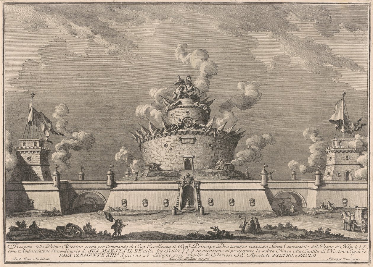 Prima Macchina pro Čínu z roku 1759: Pevnost od after Giuseppe Palazzi Giuseppe Vasi after Paolo Posi