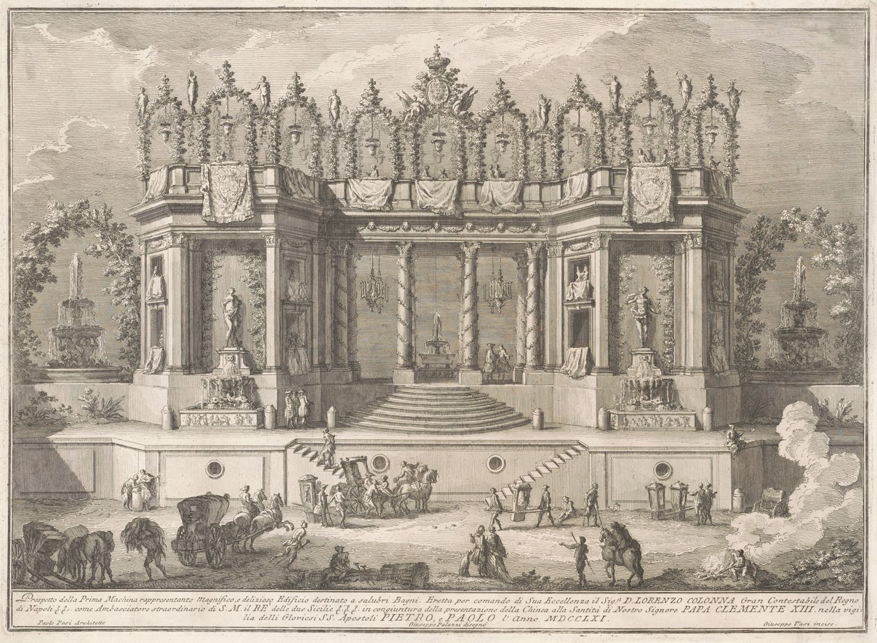 Prima Macchina pro Čínu z roku 1761: Zdravé lázně od after Giuseppe Palazzi Giuseppe Vasi after Paolo Posi