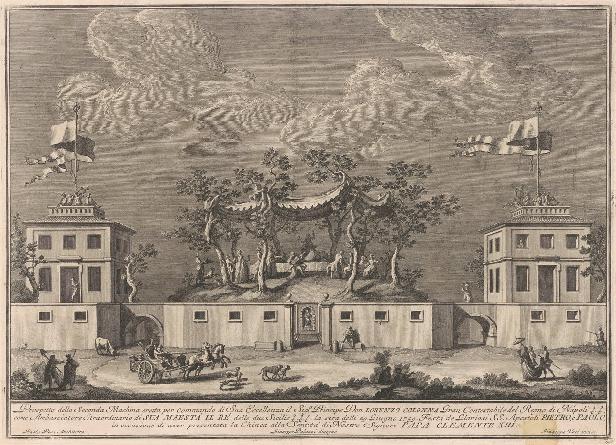 Seconda Macchina pro Čínu z roku 1759: „Deliziosa“ s Bacchanalem od after Giuseppe Palazzi Giuseppe Vasi after Paolo Posi