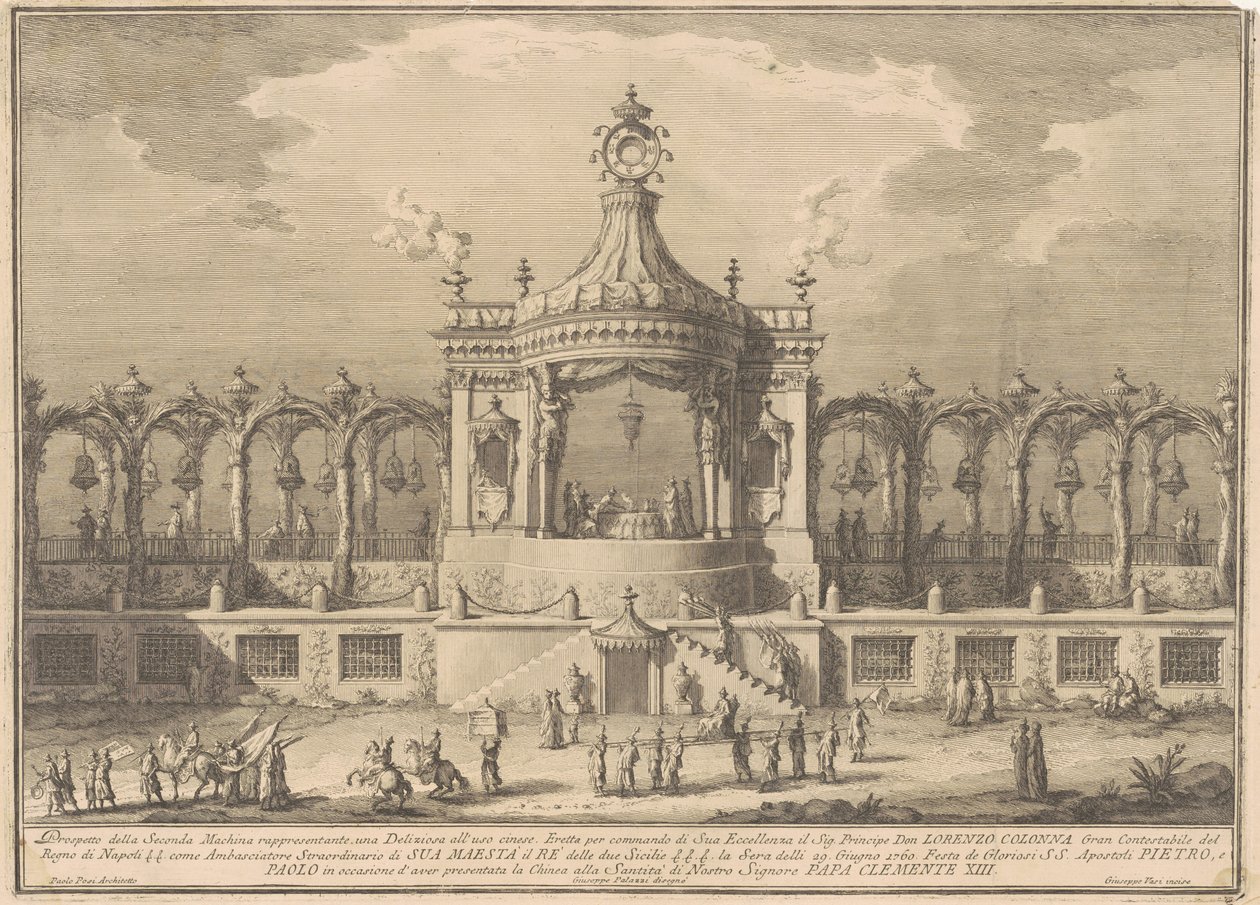 Seconda Macchina pro Čínu z roku 1760: Pavilon Chinoiserie od after Giuseppe Palazzi Giuseppe Vasi after Paolo Posi