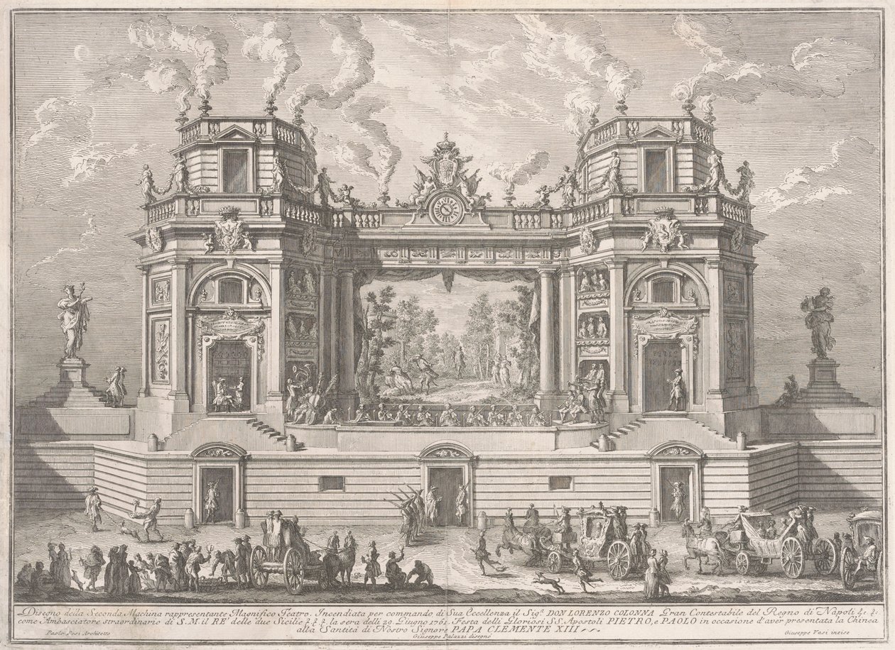 Seconda Macchina pro Čínu z roku 1761: Velkolepé divadlo od after Giuseppe Palazzi Giuseppe Vasi after Paolo Posi