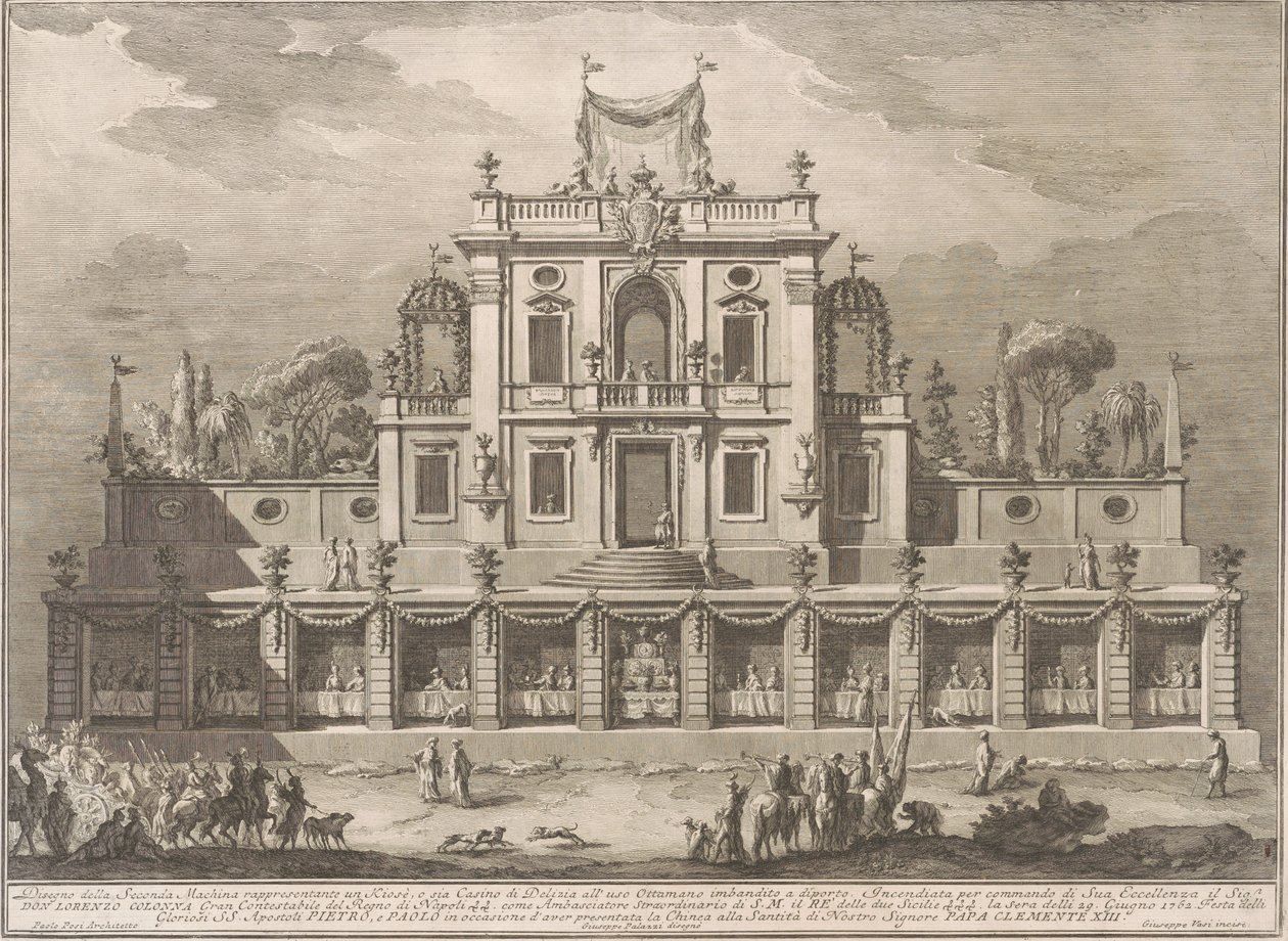 Seconda Macchina pro Čínu z roku 1762: Kiosk neboli dům potěšení v osmanském stylu od after Giuseppe Palazzi Giuseppe Vasi after Paolo Posi