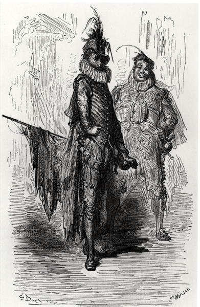 Ilustrace z Le Capitaine Fracasse od Theophila Gautiera (1811-72) rytý Fortune Louis Meaulle (1844-1901) 1866 od Gustave after Dore