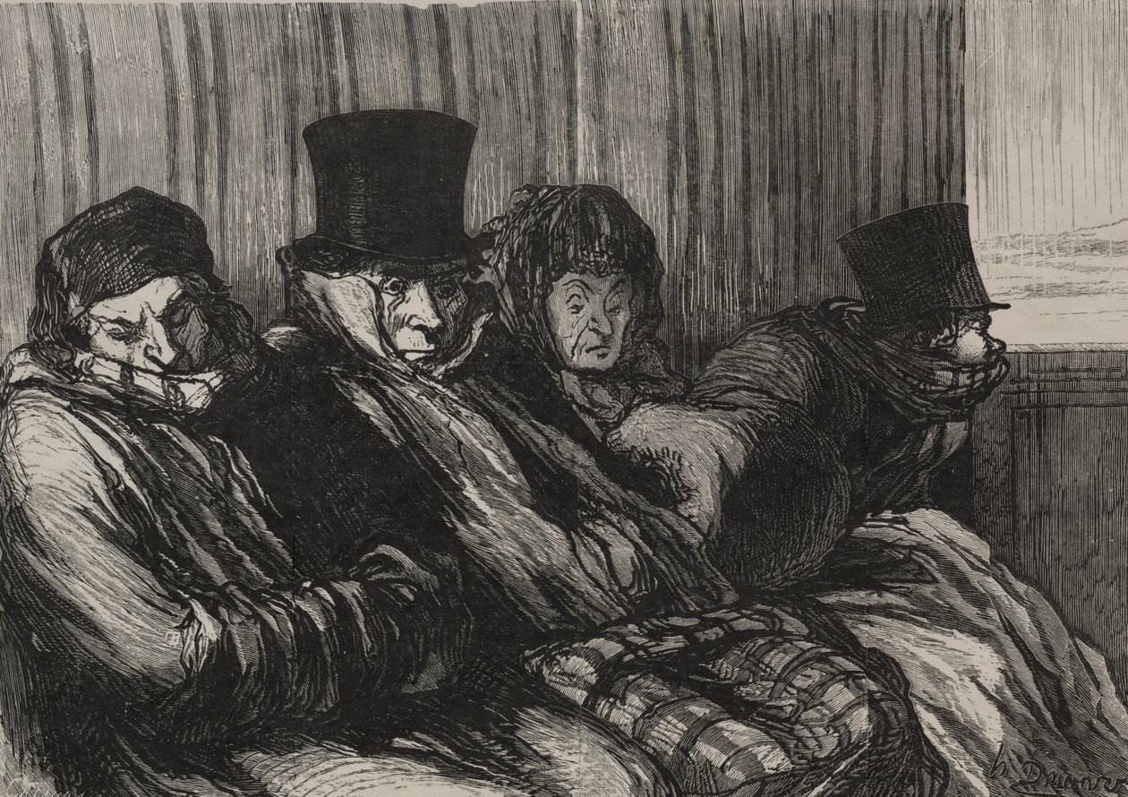 The Railroads: Pleasure Train: Deset stupňů nudy a špatné nálady od after Honoré Daumier