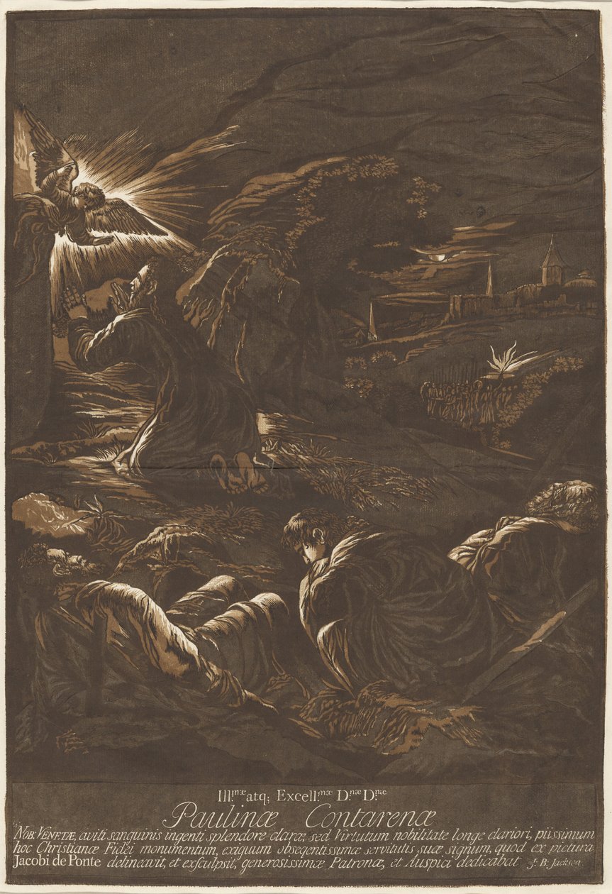Kristus na hoře Olivetské od after Jacopo Bassano John Baptist Jackson