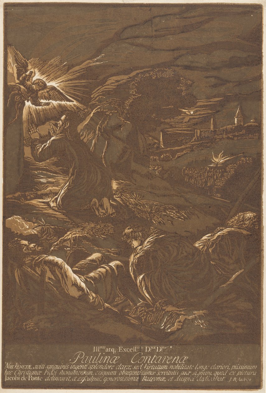 Kristus na hoře Olivetské od after Jacopo Bassano John Baptist Jackson