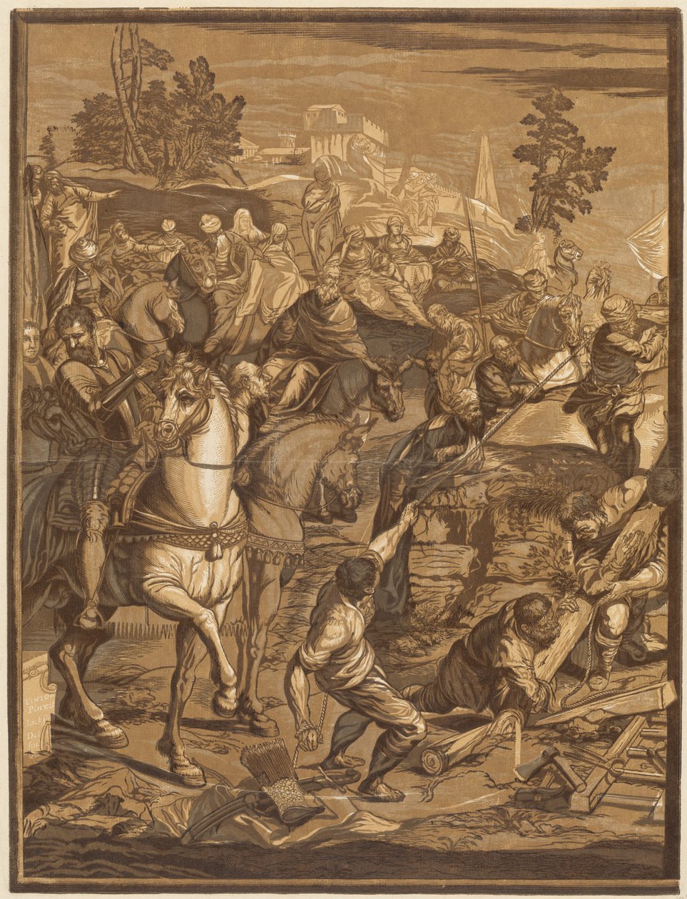 Ukřižování (levý panel) od after Jacopo Tintoretto John Baptist Jackson