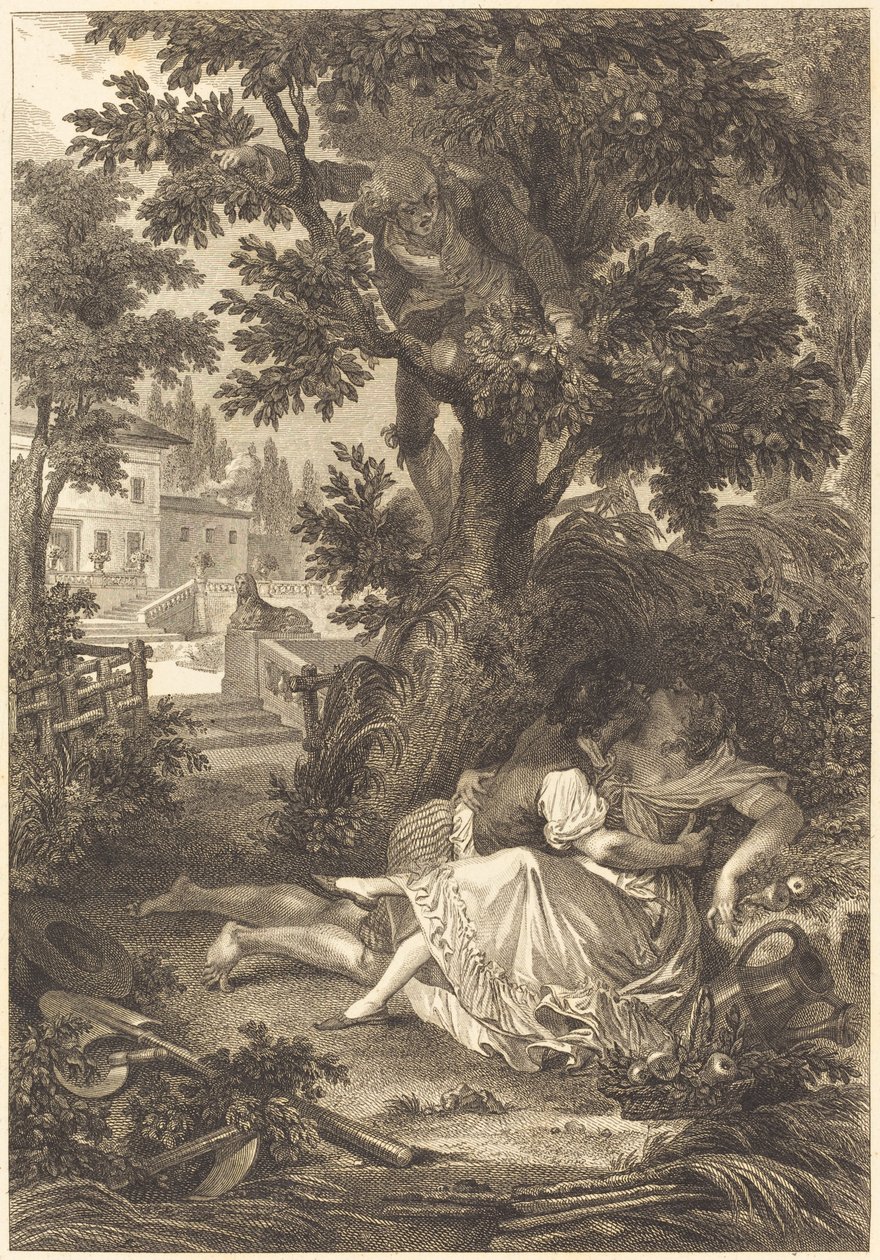 Sázka tří drbů: hrušeň od after Jean Baptiste Mallet