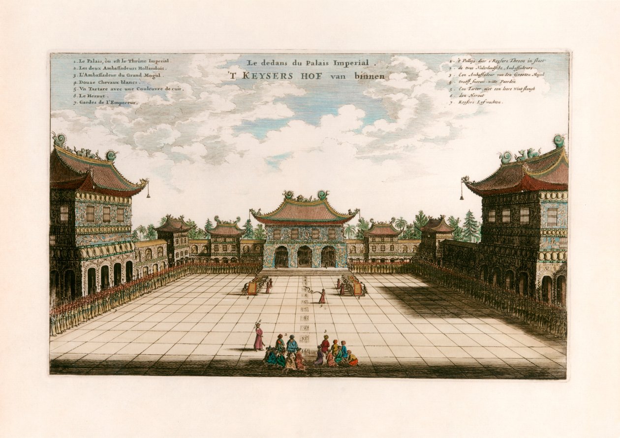 Císařský palác, Peking, Čína od after Johannes Nieuhof