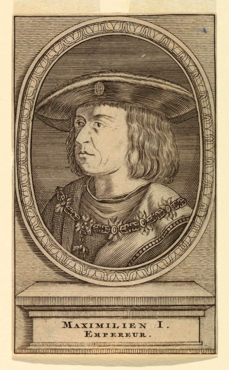 Portrét Maxmiliána I. (1459-1519) od after Lucas van Leyden