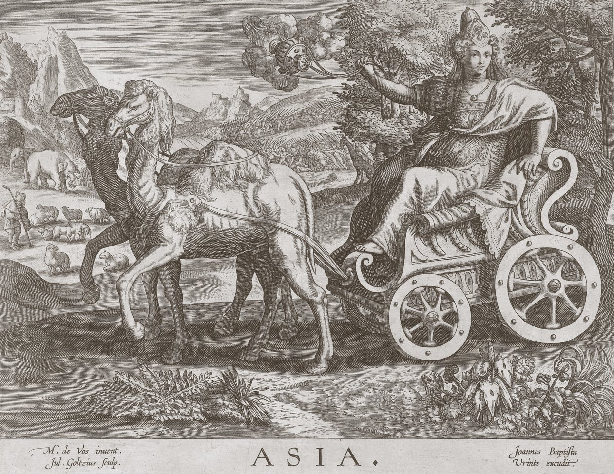 Asia from The Four Continents, pub. C 1588-89 od after Maarten de Vos
