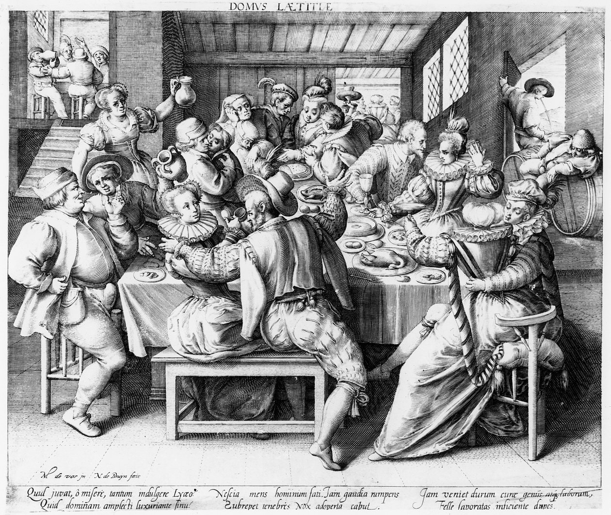 The Feast, c.1600 (rytina Nicolaes de Bruyn) od after Maarten de Vos
