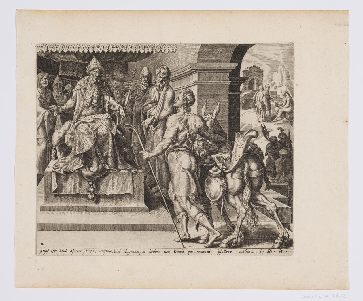 David přináší Saulovi dary od svého otce od after Maarten van Heemskerck