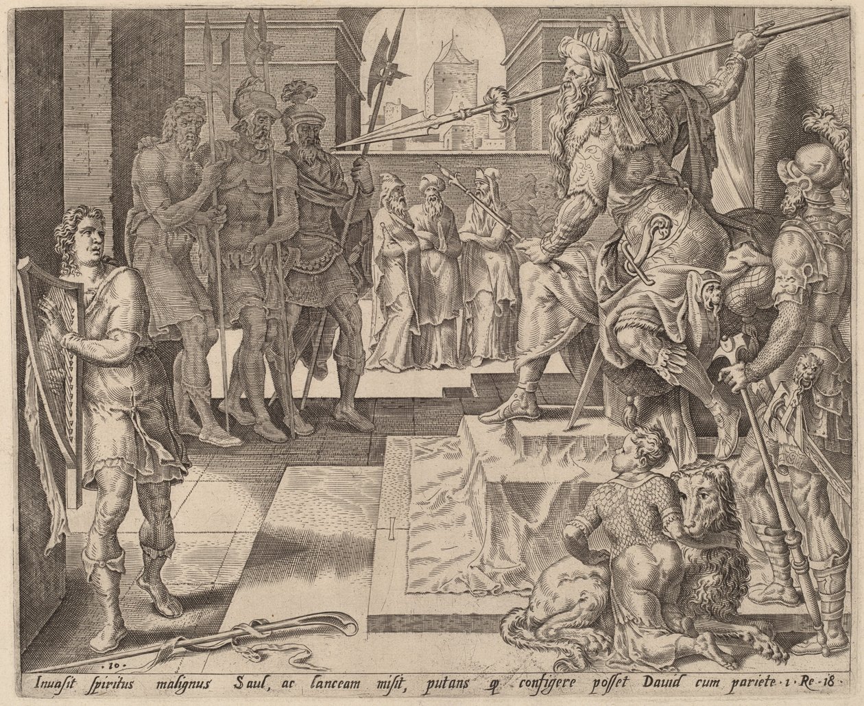 David před Saulem od after Maerten van Heemskerck