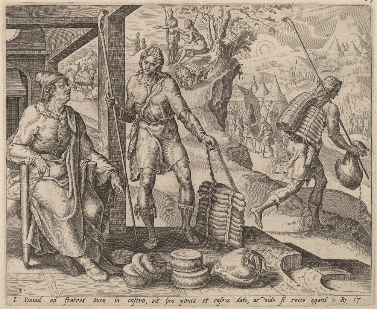 Jesse posílá Davida do tábora od after Maerten van Heemskerck