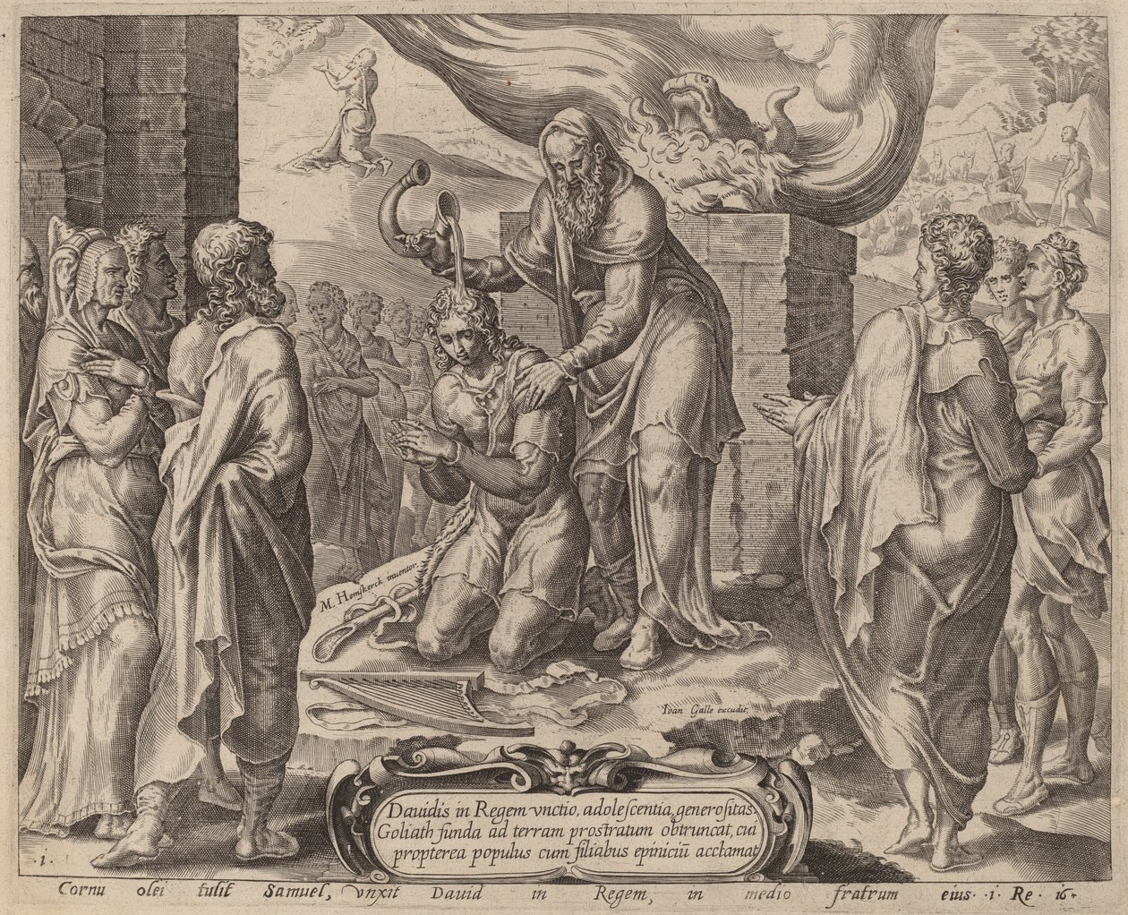 Samuel pomazání Davida od after Maerten van Heemskerck