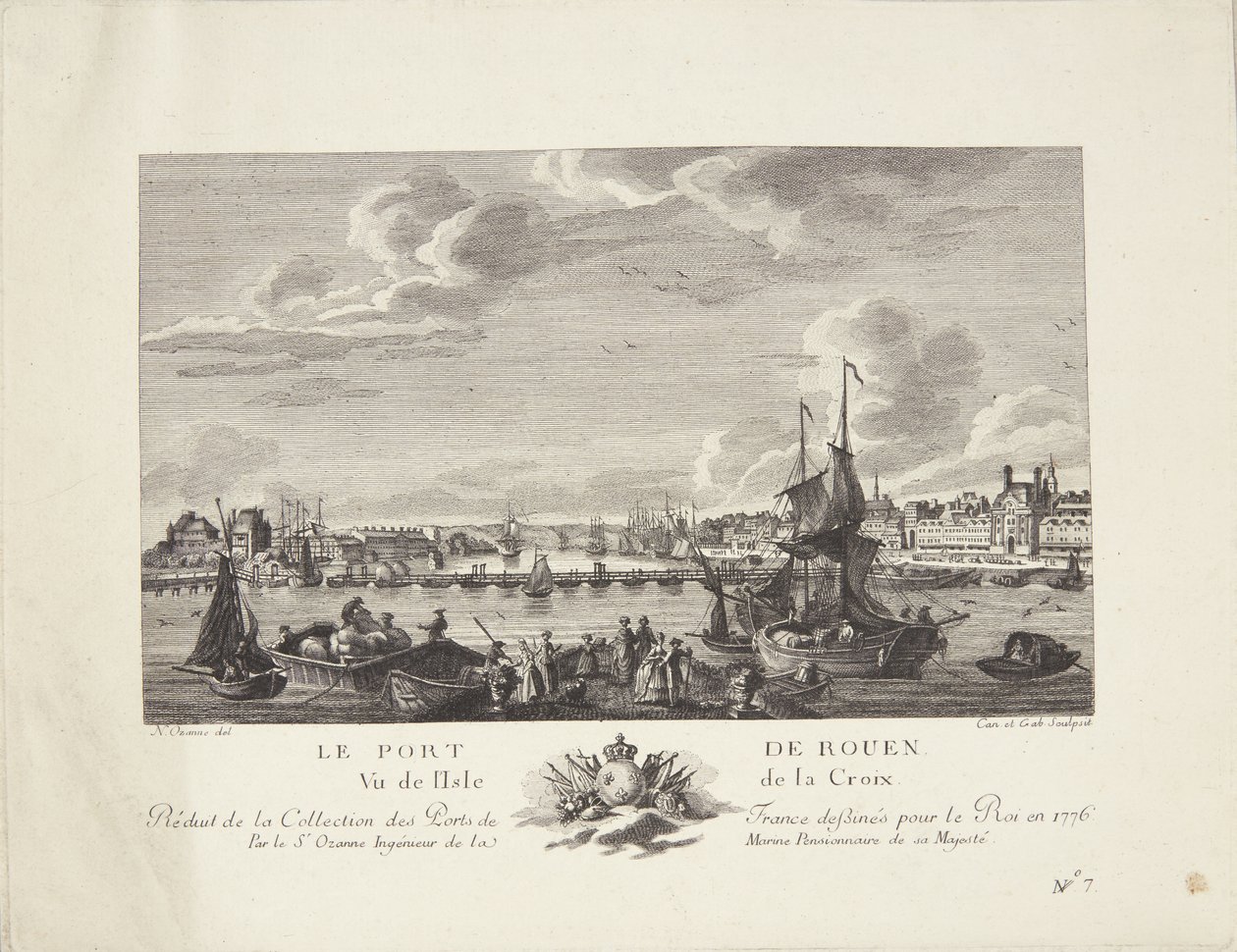Přístav Rouen (Le port de Rouen) od after Nicolas Marie Ozanne