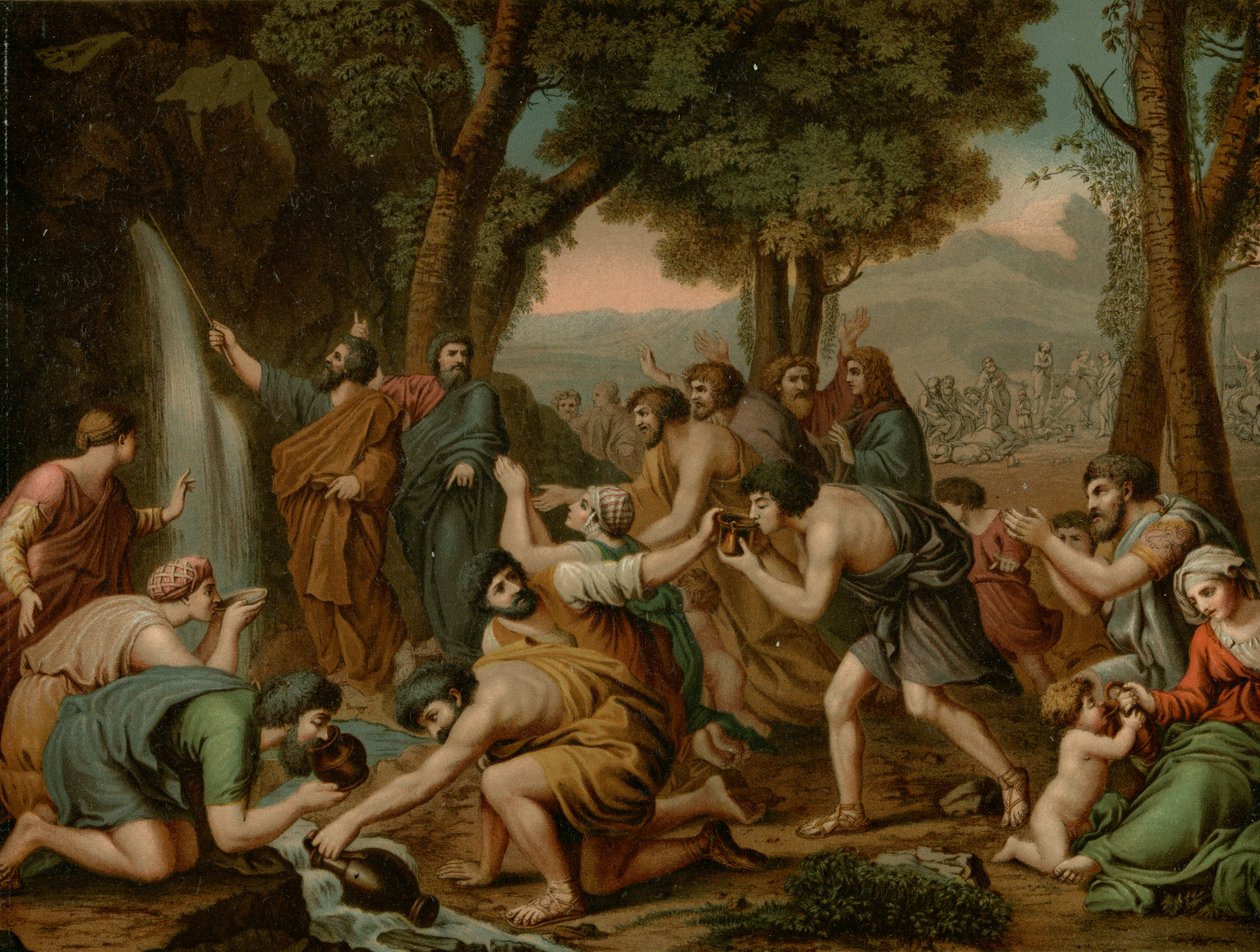 Mojžíš udeřil do vody od after Nicolas Poussin