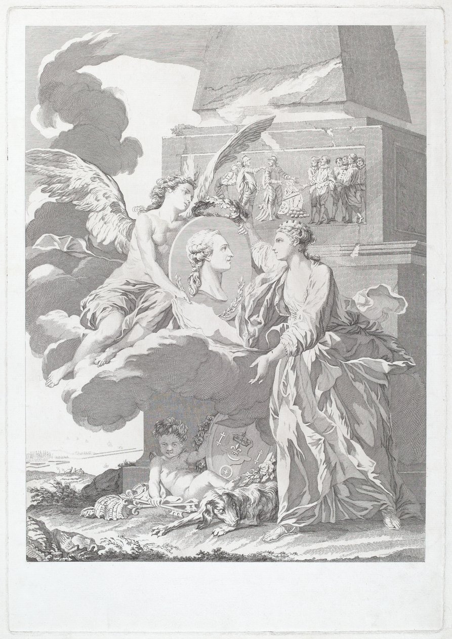 Alegorický portrét Pierra Buirette de Belloy od after Nicolas René Jollain Louis Simon Lempereur