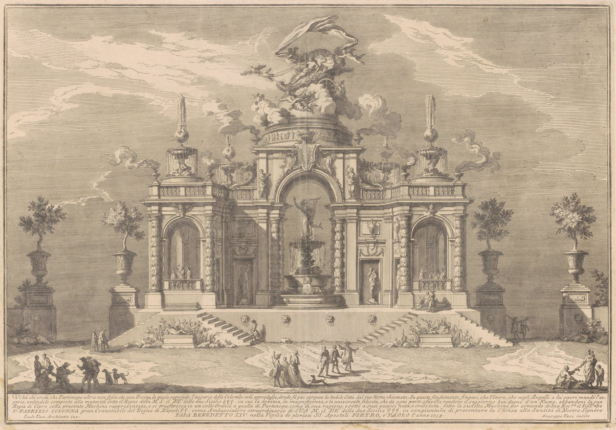 Prima Macchina pro Čínu z roku 1754: Palác Venuše na Kypru od after Paolo Posi Giuseppe Vasi