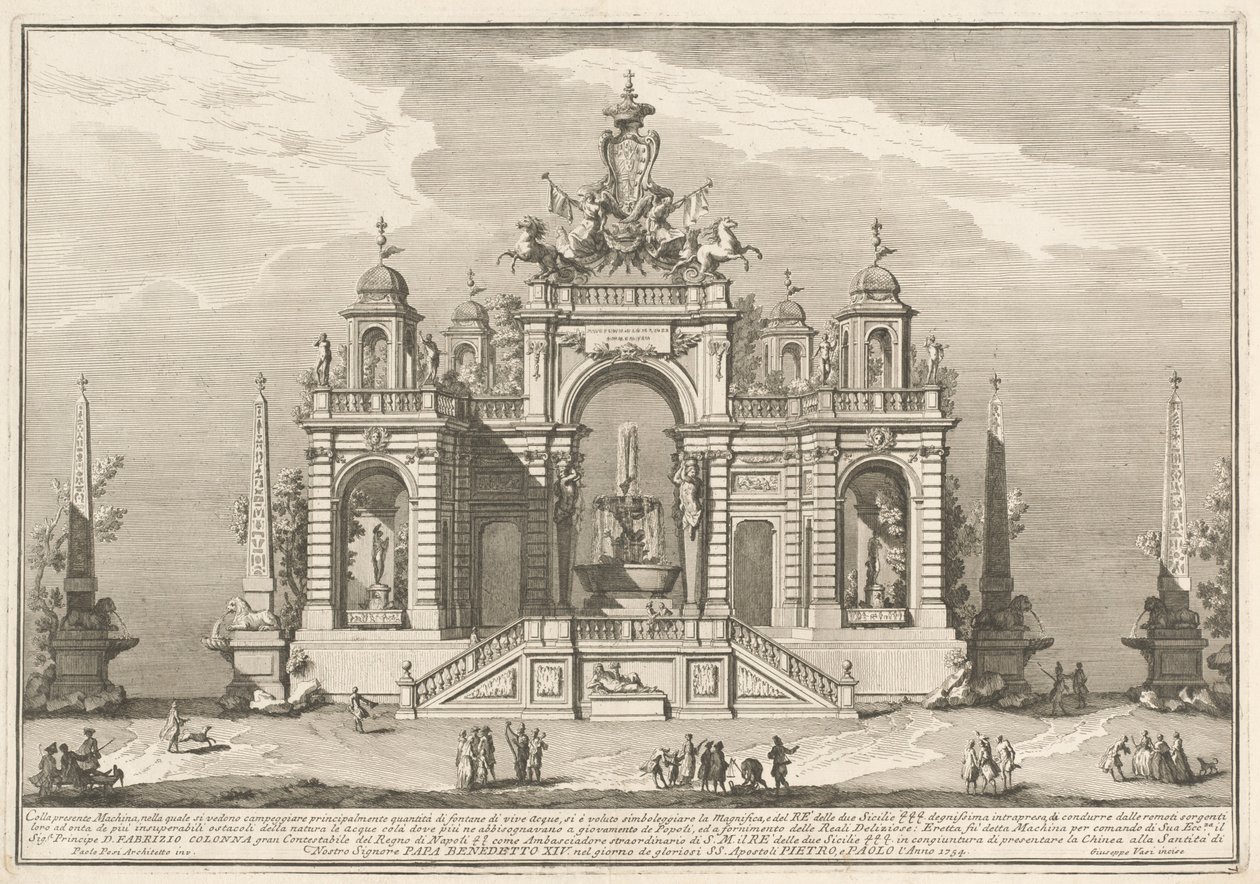 Seconda Macchina pro Čínu z roku 1754: Alegorie vodních děl od after Paolo Posi Giuseppe Vasi