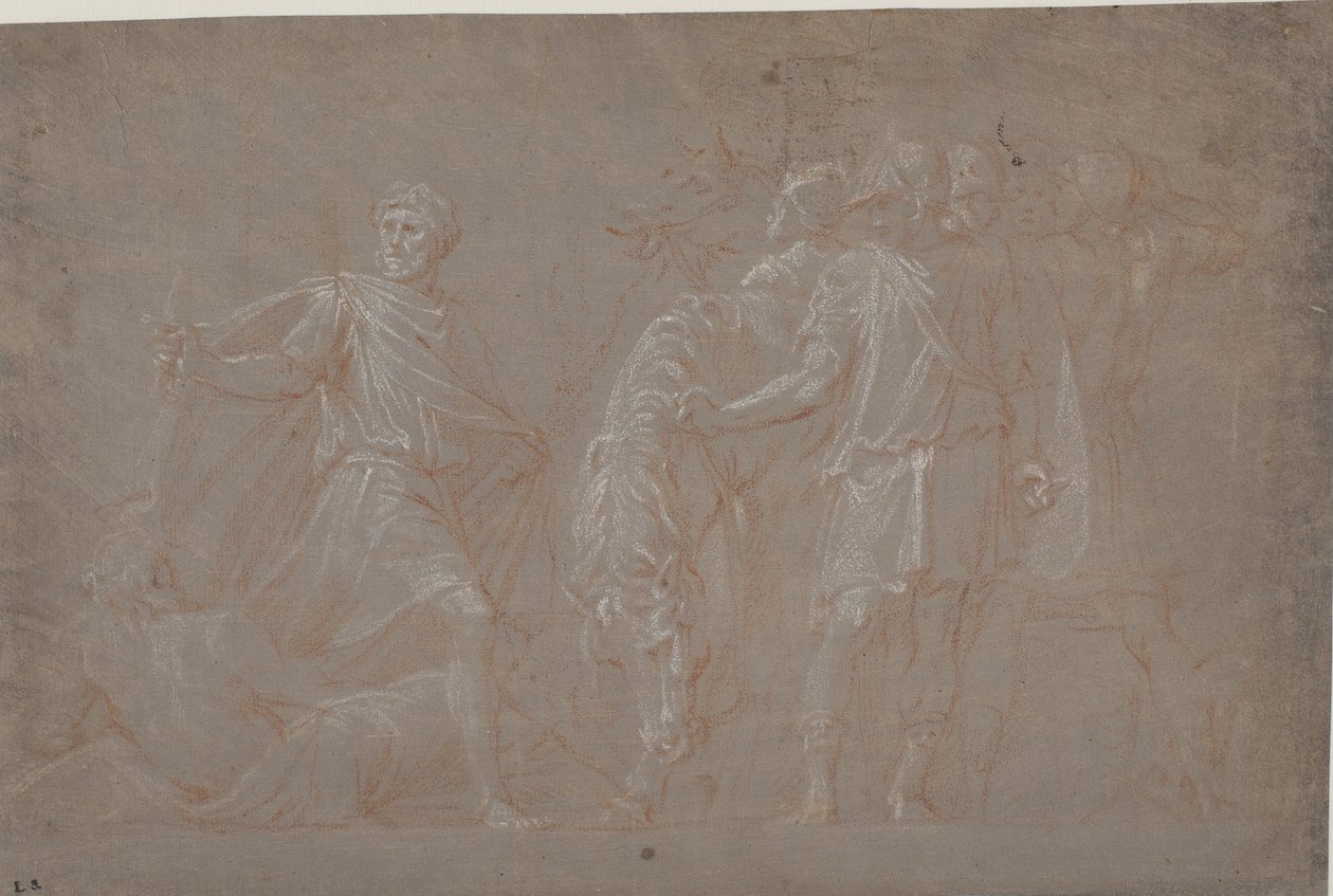Mucius Scaevola překračující Tiberu od after Polidoro da Caravaggio