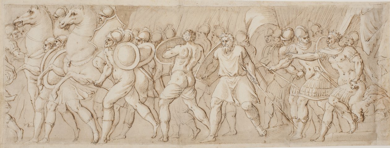 Znásilnění sabinských žen, pravá polovina od after Polidoro da Caravaggio