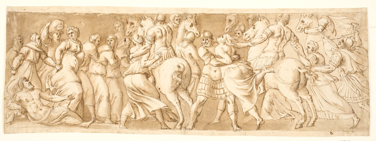 Znásilnění sabinských žen, levá polovina od after Polidoro da Caravaggio
