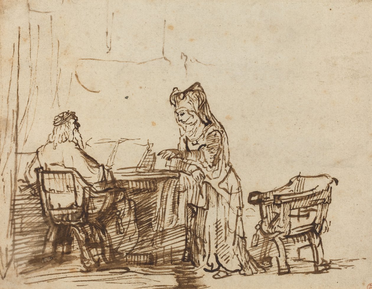 Hannah odmítající výčitky proroka Eliho od after Rembrandt van Rijn