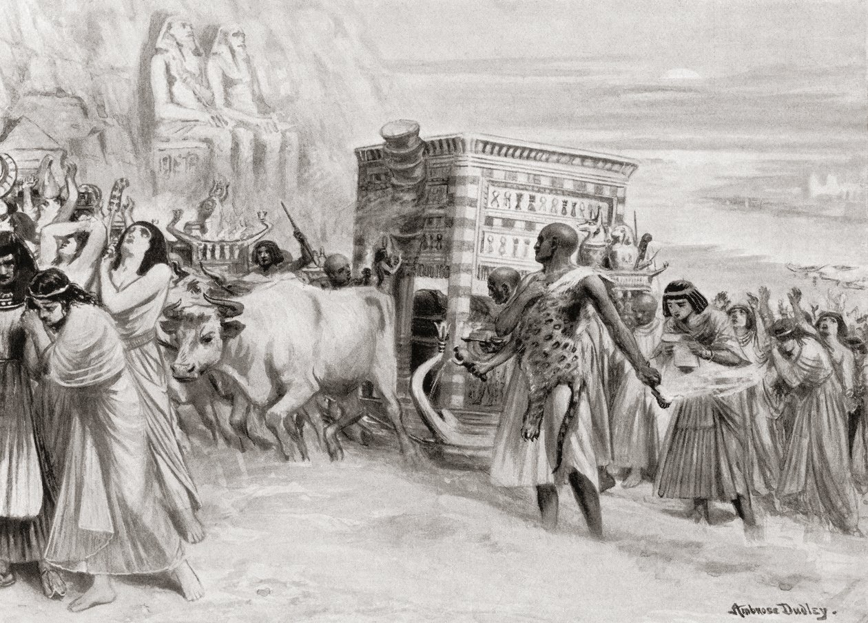 Pohřební průvod za dynastie XIA, starověký Egypt, z Hutchinsonovy Dějiny národů, pub. 1915 od after Robert Dudley