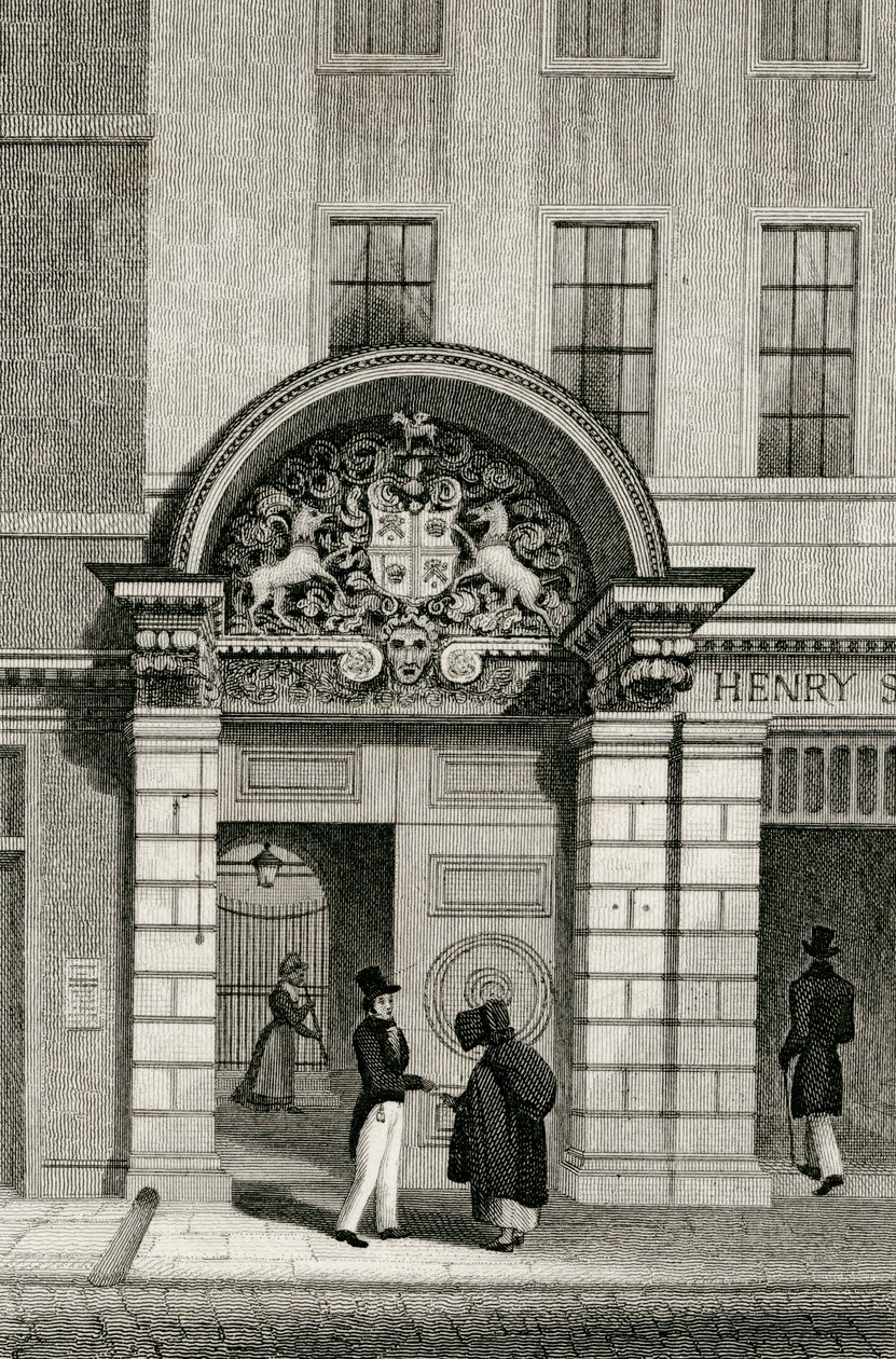 Barber Surgeons Hall, Monkwell Street, 1830 od Thomas Hosmer after Shepherd