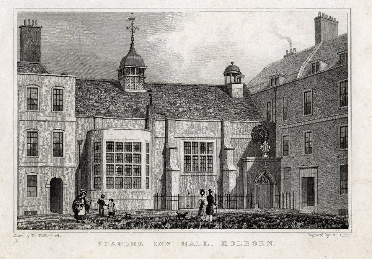 Staples Inn Hall Holborn, 1830 od Thomas Hosmer after Shepherd